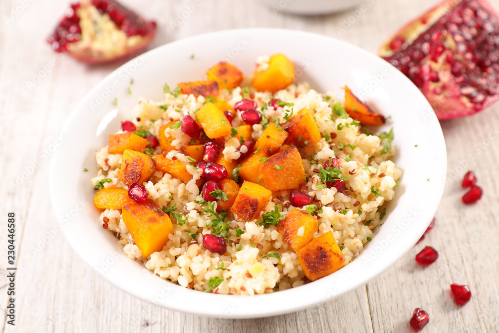 quinoa salad with pumpkin and pomegranate quinoa salad with pumpkin and pomegranate