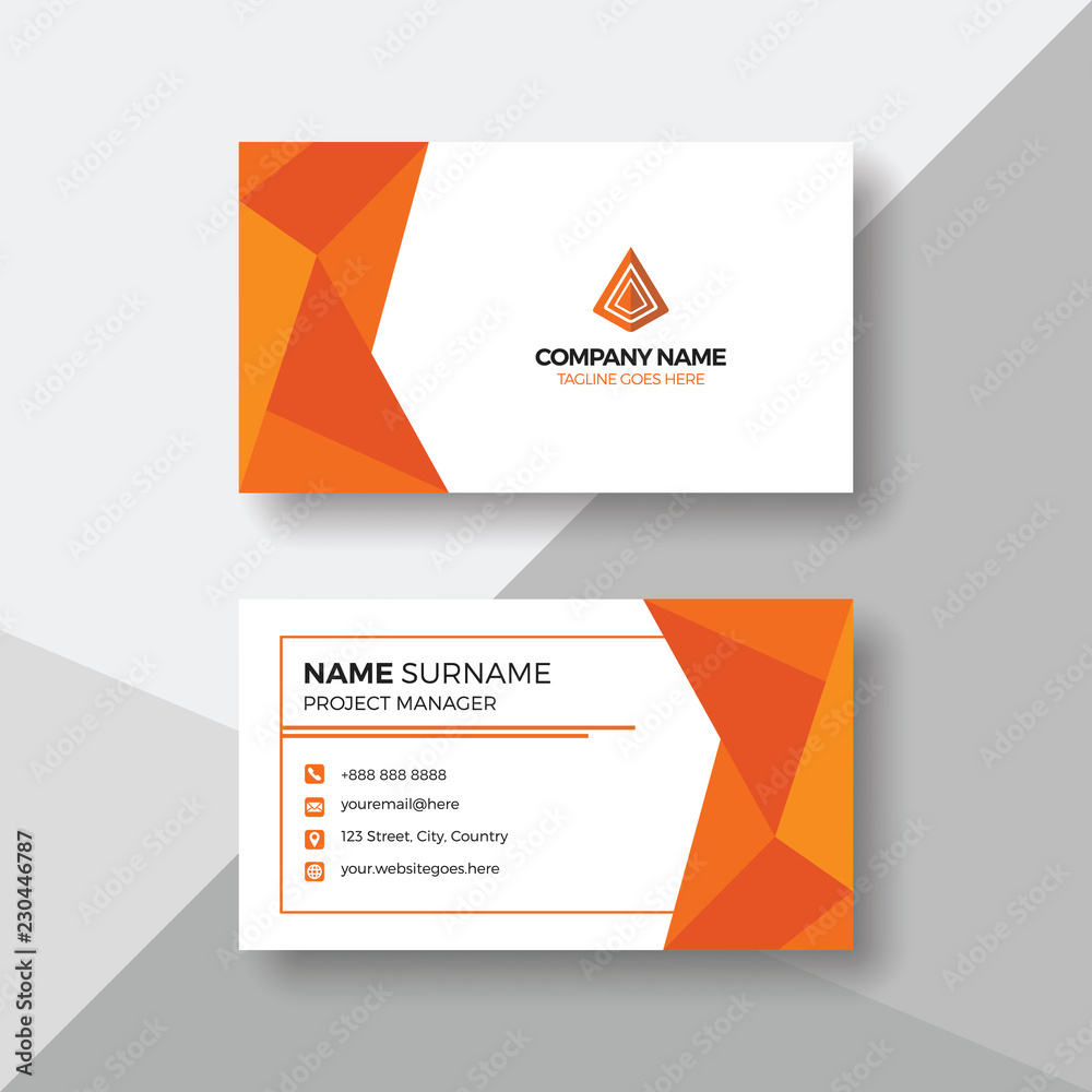 Professional business card with orange geometric Professional business card with orange geometric