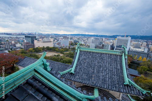 Wakayama City view from Wakayama Castle rooftop  Japan