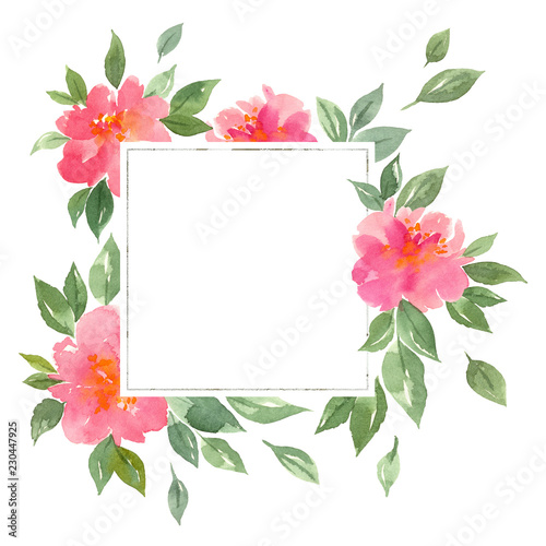 watercolor flower frame. isolated elements