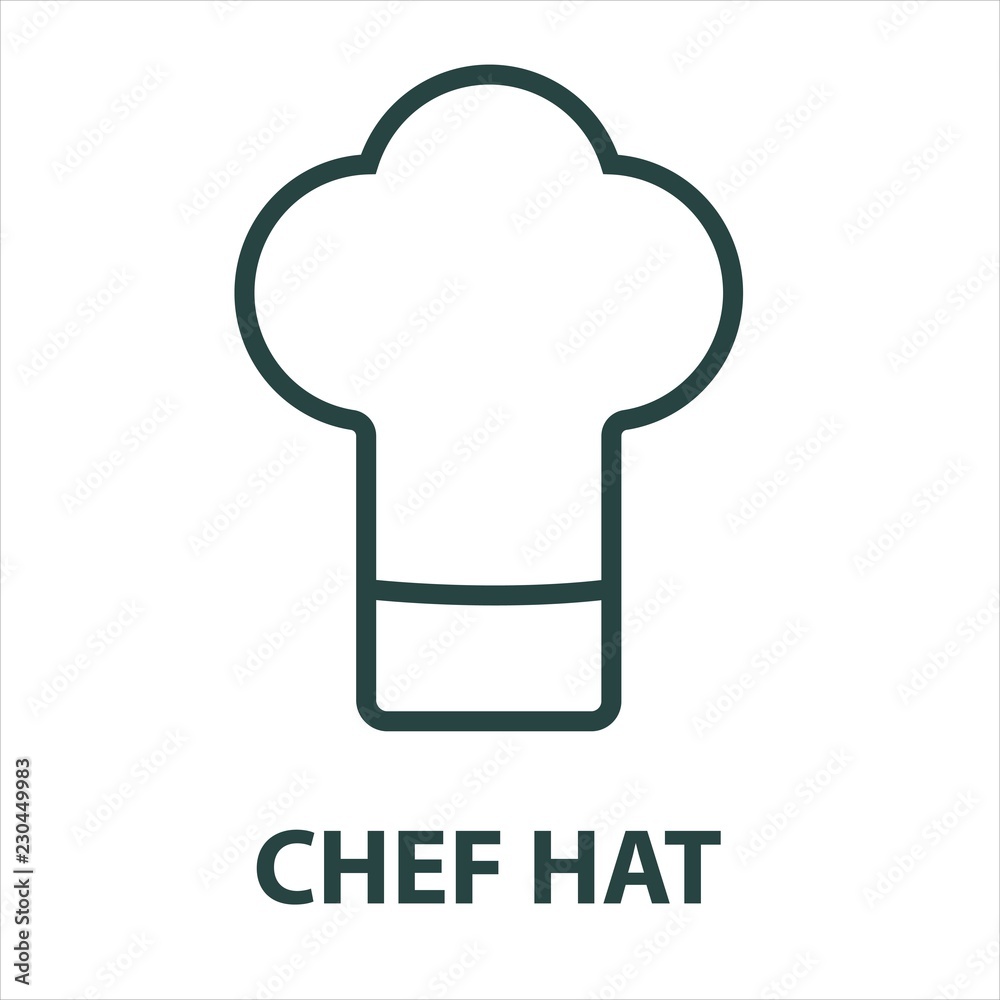 Chef hat line icon isolated on white background. Vector illustration. Kitchen hat icon. Chef hat line icon isolated on white background. Vector illustration. Kitchen hat icon.