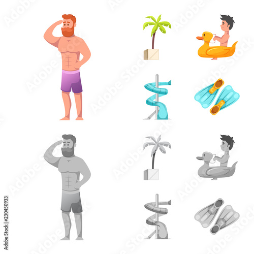 Isolated object of pool and swimming symbol. Collection of pool and activity stock symbol for web.