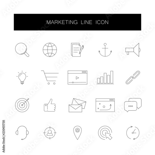 Line icons set. Marketing pack. Vector illustration	