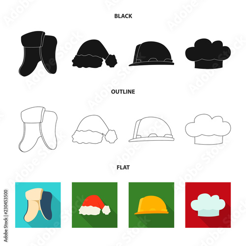 Vector illustration of headgear and cap symbol. Set of headgear and accessory stock vector illustration.