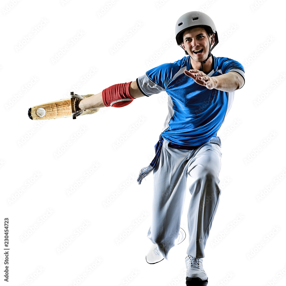 one caucasian Jai alai Basque pelota Cesta Punta player man isolated on