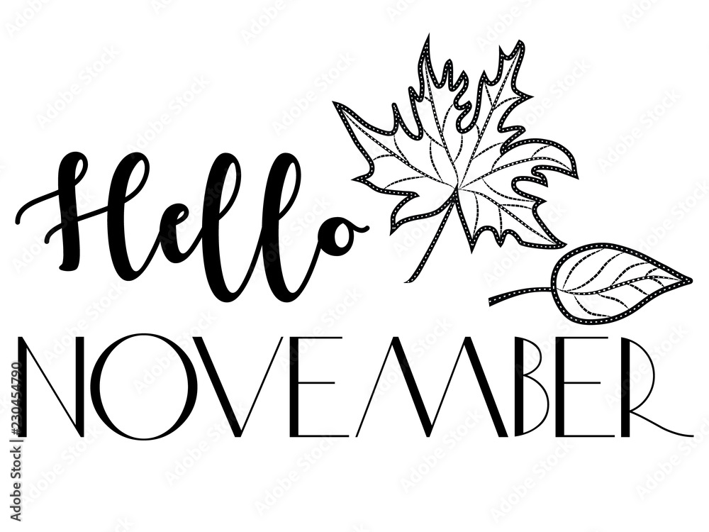 Black and white vector banner design with black Hello November