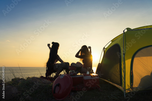 Asia young Camp Forest Adventure Travel Remote Relax Concept.