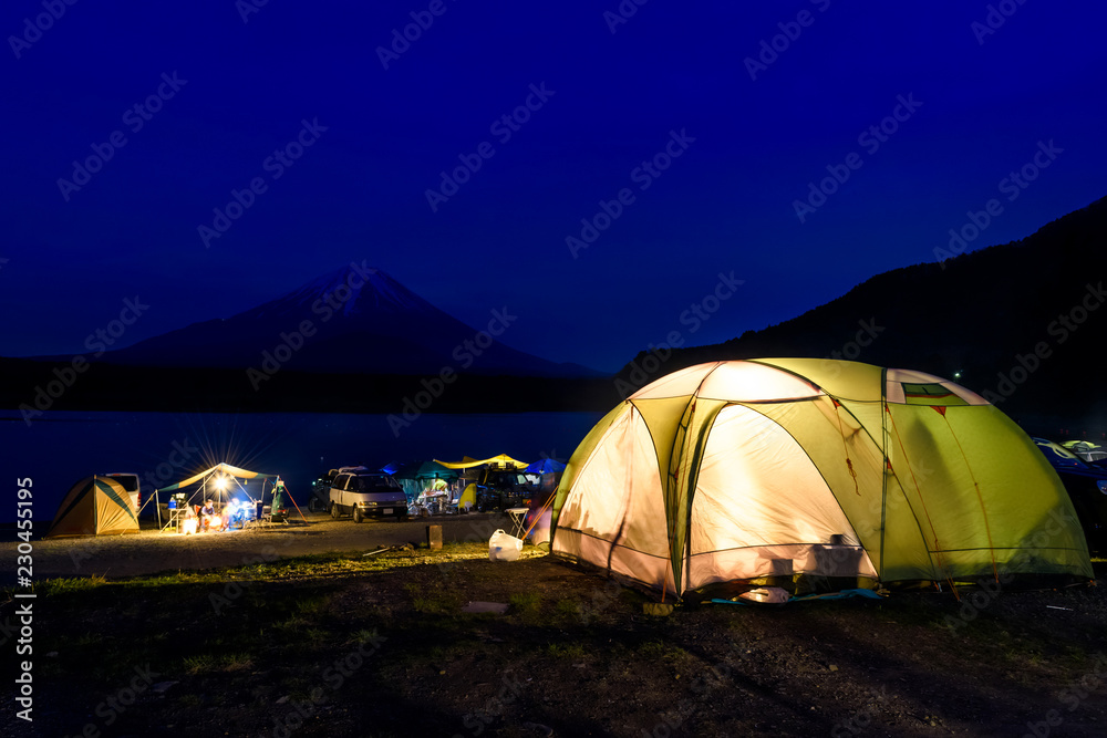 Family camping vacation at Lake Shoji