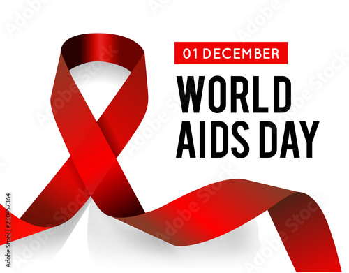 World Aids Day. Vector illustration with red ribbon