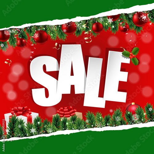 Christmas Sale Banner With Ripped Paper