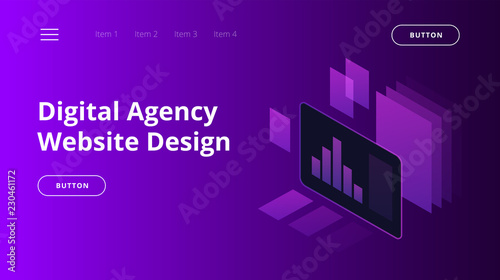 Technology web design concept. Isometric vector illustration.