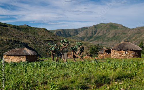 Traditional mountain village in Lesotho photo