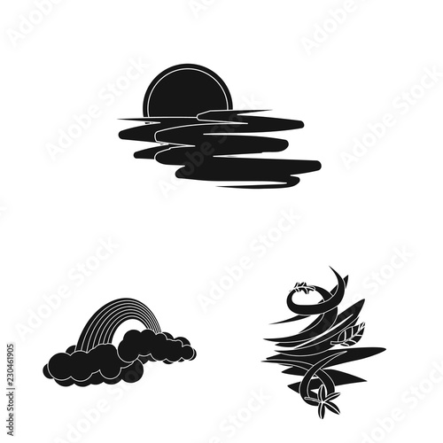 Isolated object of weather and climate logo. Collection of weather and cloud stock vector illustration.