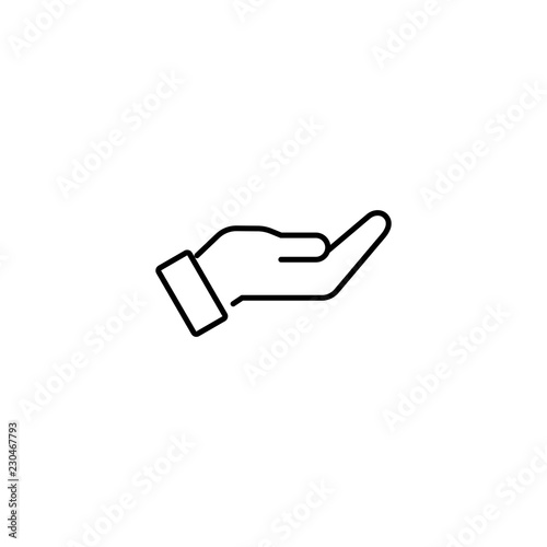 hand palm line black icon on white background