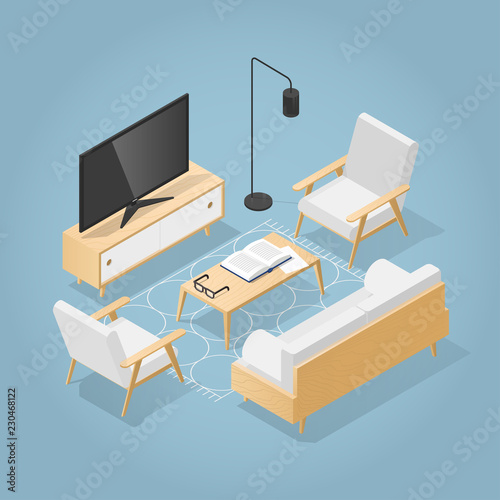 Isometric Living Room Illustration