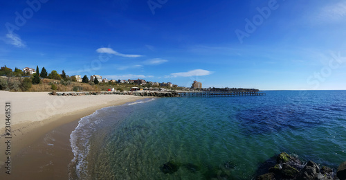 Panoramic view to the sea town photo