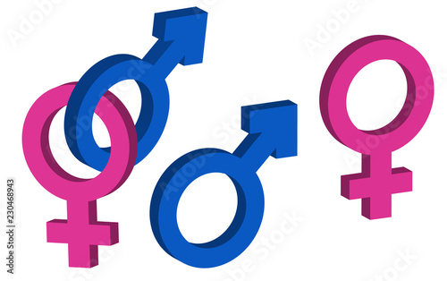 Sign of gender difference. Man and woman. vector 3d