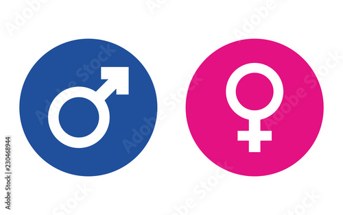 Sign of gender difference. Man and woman.