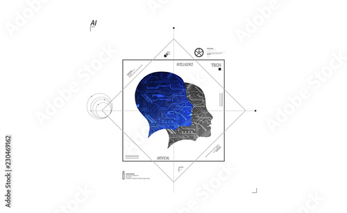 Artificial intelligence concept. Technology background. Vector science illustration