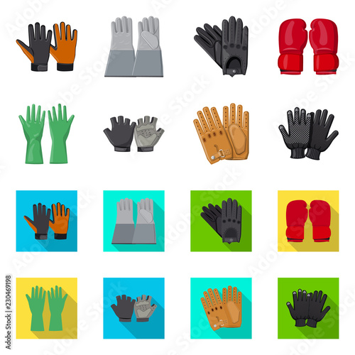 Vector illustration of glove and winter sign. Set of glove and equipment stock vector illustration.