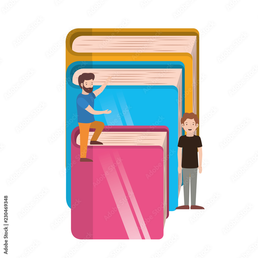 men with library books avatar character men with library books avatar character