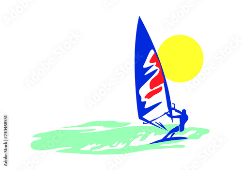 windsurfer in the sea. vector image for illustration