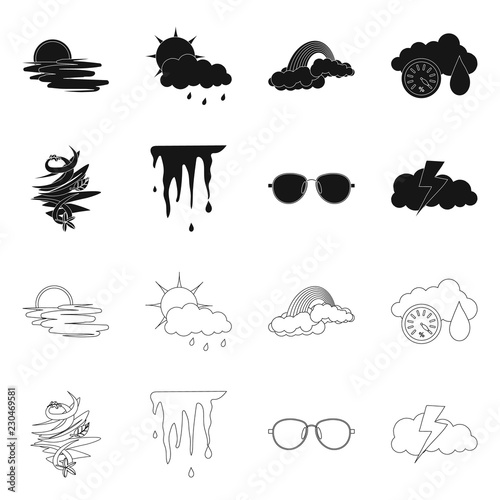 Isolated object of weather and climate sign. Collection of weather and cloud stock symbol for web.