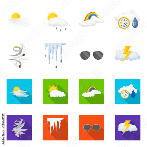 Vector design of weather and climate sign. Collection of weather and cloud stock symbol for web.