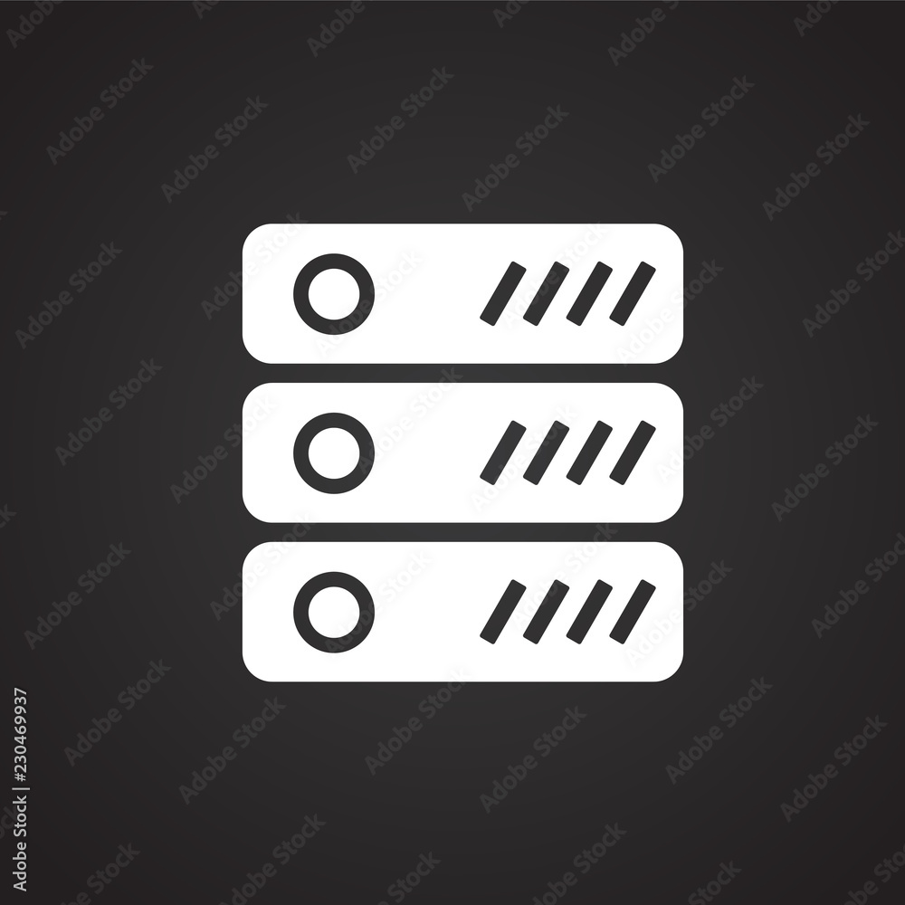 Server data drives on black background icon Server data drives on black background icon