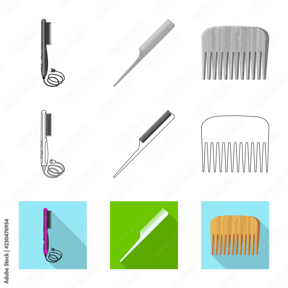 Isolated object of brush and hair sign. Collection of brush and hairbrush vector icon for stock. Isolated object of brush and hair sign. Collection of brush and hairbrush vector icon for stock.