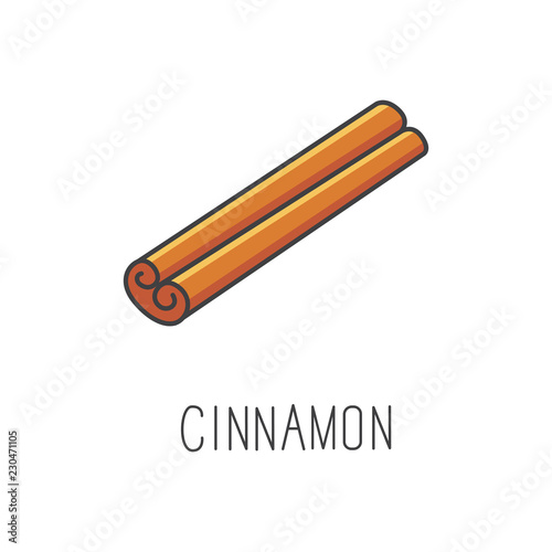 cinnamon line vector illustration, cooking isolated icon.