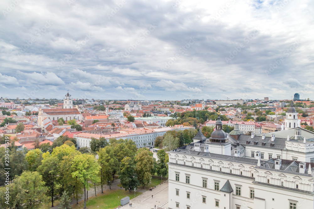 Panoramic cityscape view of Vilnius in Lithuania.