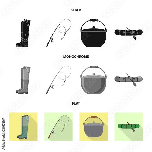 Isolated object of fish and fishing symbol. Collection of fish and equipment stock symbol for web.