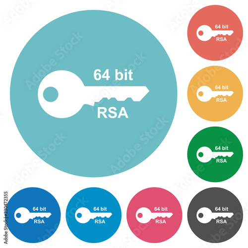 64 bit rsa encryption flat round icons