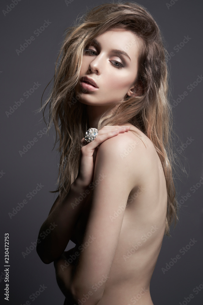 Young beautiful blonde with retro hairstyle Young beautiful blonde with retro hairstyle