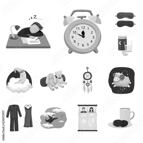 Vector illustration of dreams and night sign. Set of dreams and bedroom stock vector illustration.