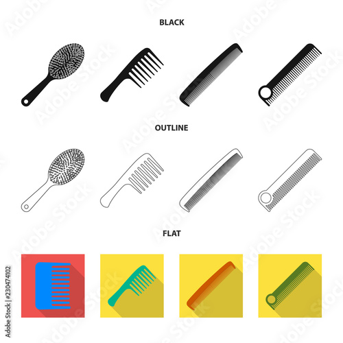 Isolated object of brush and hair logo. Set of brush and hairbrush stock symbol for web.