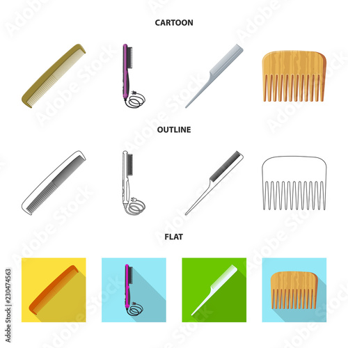Isolated object of brush and hair sign. Collection of brush and hairbrush stock symbol for web.