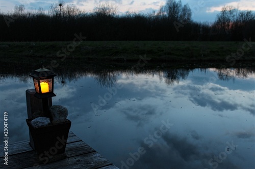 Meppel, Netherlands. Relax at sunset on the canal. photo