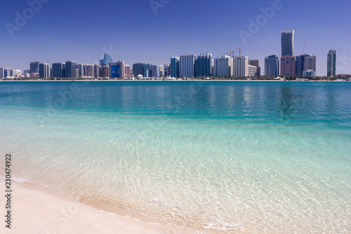 View on Abu Dhabi Public Beach, Al-Khalidiya and skyscrapers UAE © elenvd