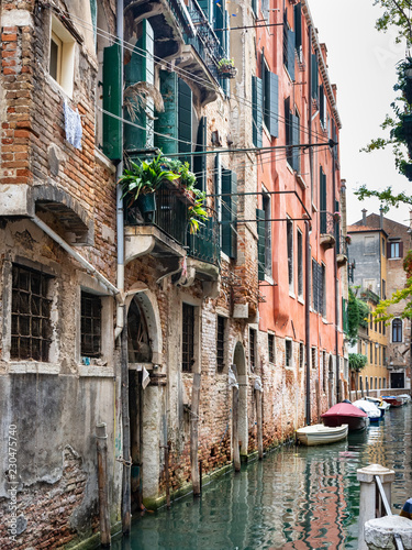 narrow canal in summer in venice