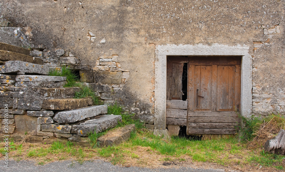 A derelict building in the historic little village of Zrenj near Oprtalj in Istria, Croatia
