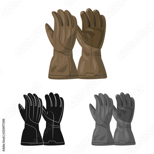 Vector design of glove and winter symbol. Collection of glove and equipment stock vector illustration.