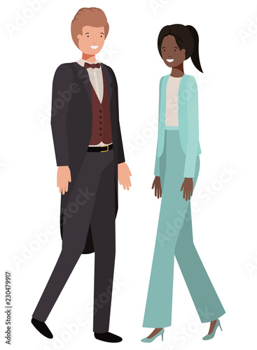 Wallpaper Mural young couple of business avatar character Torontodigital.ca