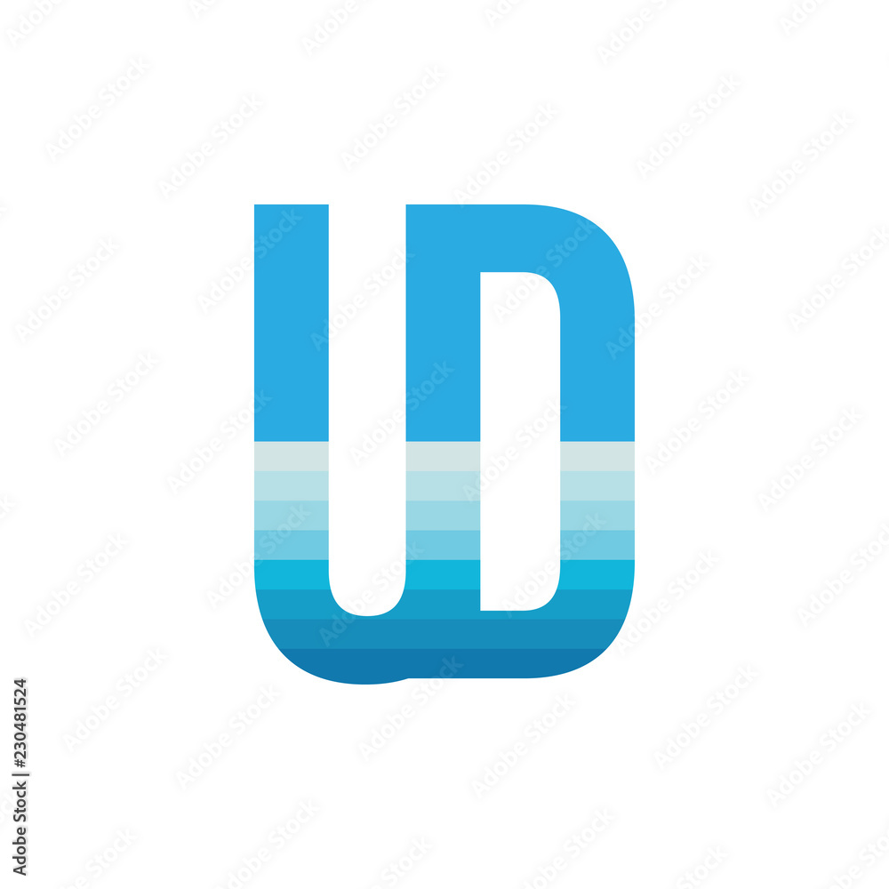 UD letter with sea wave logo UD letter with sea wave logo