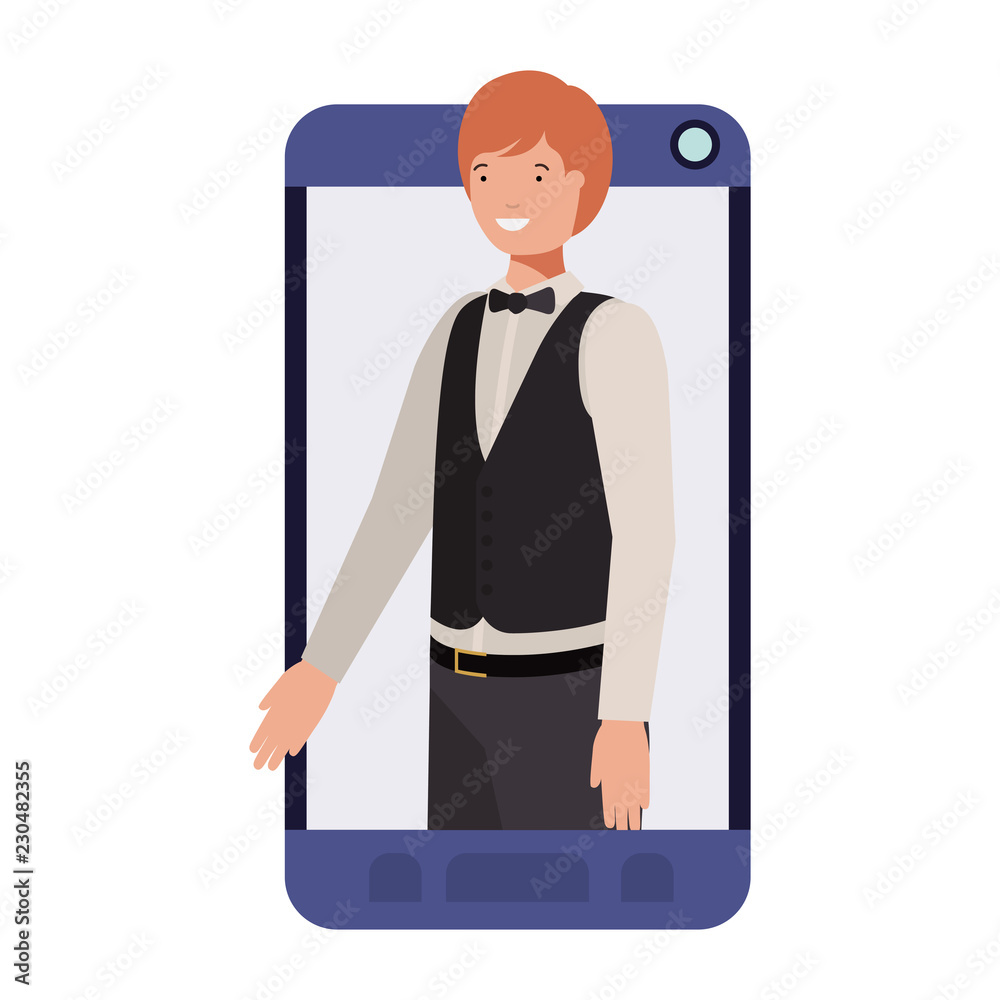 businessman in smartphone avatar character businessman in smartphone avatar character