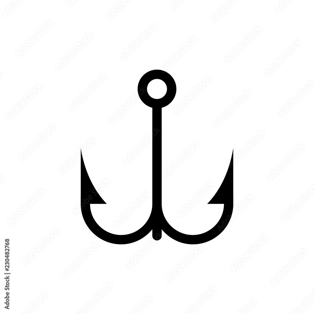 Fishing hook vector icon, Modern flat sign isolated on white background Fishing hook vector icon, Modern flat sign isolated on white background