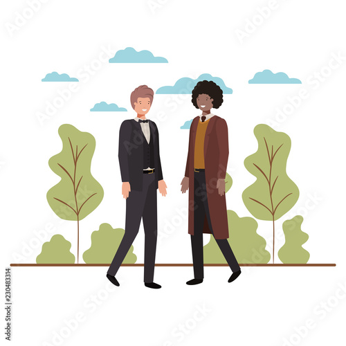 businessmen with landscape avatar character photo