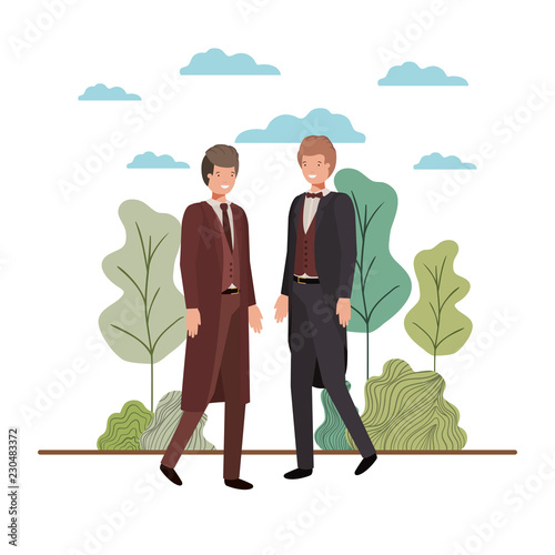 businessmen with landscape avatar character photo