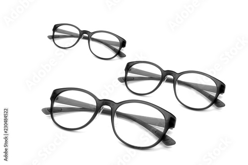 Plastic Eyeglasses isolated on white background.